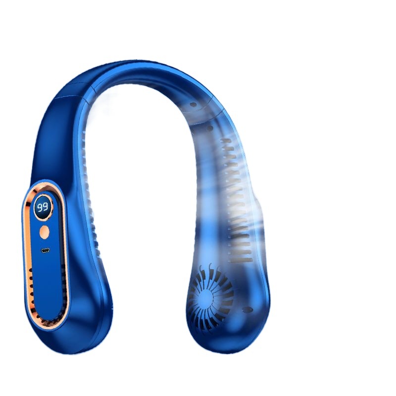 New Cross-border Bladeless Outdoor Small Fan Mini, Portable, Rechargeable, With Digital Display, Silent, Anti-pinch, And Neck-hanging.