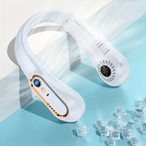New Cross-border Bladeless Outdoor Small Fan Mini, Portable, Rechargeable, With Digital Display, Silent, Anti-pinch, And Neck-hanging.