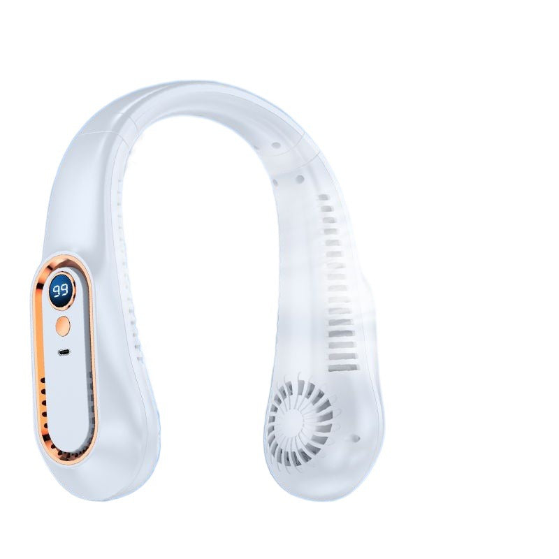 New Cross-border Bladeless Outdoor Small Fan Mini, Portable, Rechargeable, With Digital Display, Silent, Anti-pinch, And Neck-hanging.